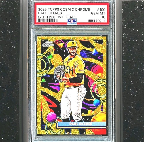 2025 Topps Cosmic Chrome Paul Skenes Gold Refractor Interstellar /50 #100 PSA 10