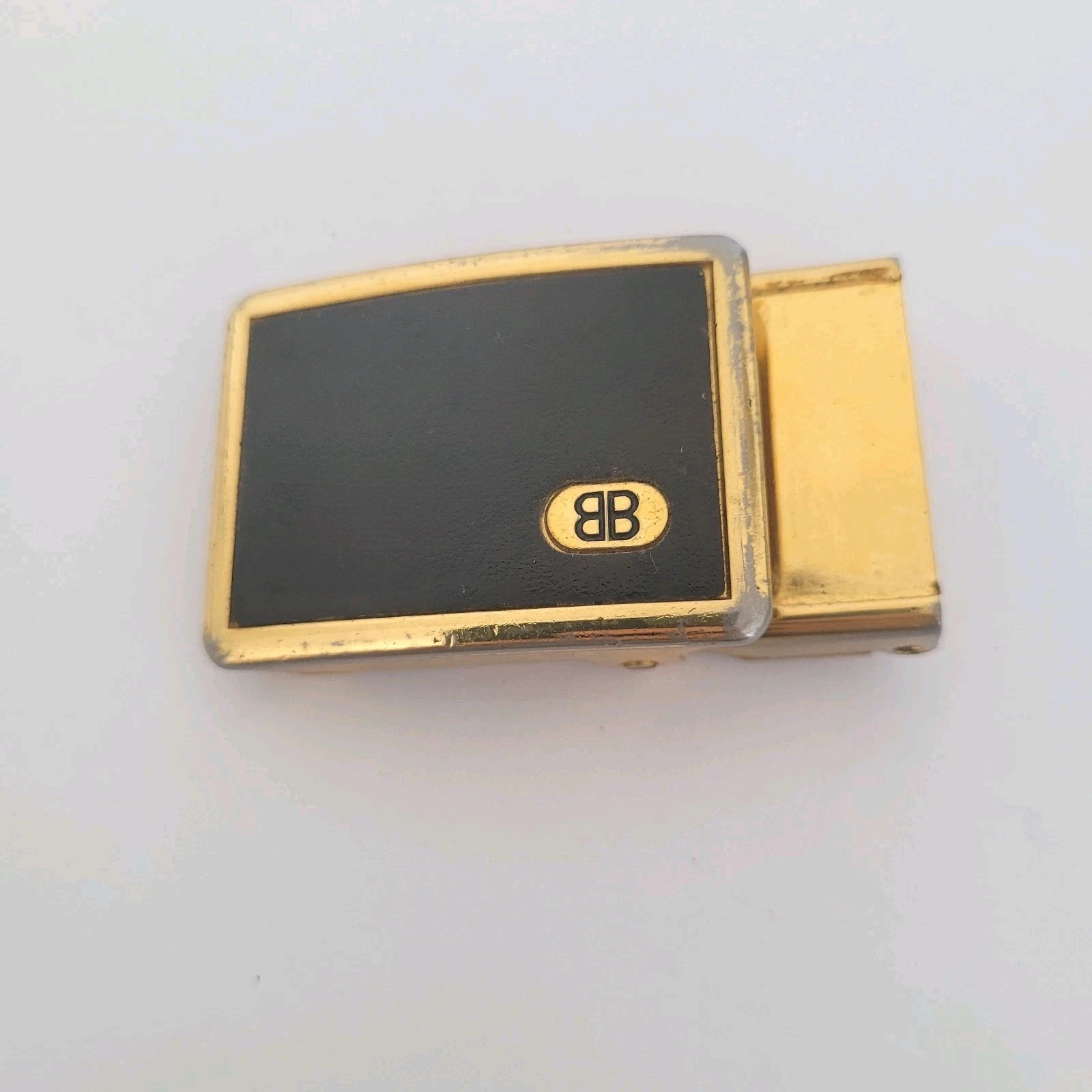 Fibbia cintura design Balenciaga oro nero metallo logo slim vintage