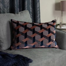 Paoletti Delano Velvet Jacquard Cushion Blush/Navy 40 x 60cm