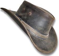 Western Style Genuine Leather Cowboy Hat Shapeable Wide Brim for Men 4 Colours