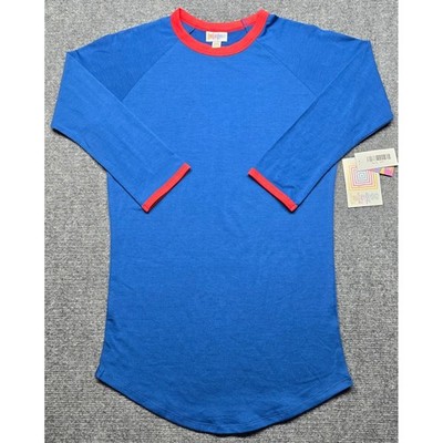LuLaRoe Randy T-Shirt Womens XXS Blue 3/4 Sleeve Stretch New