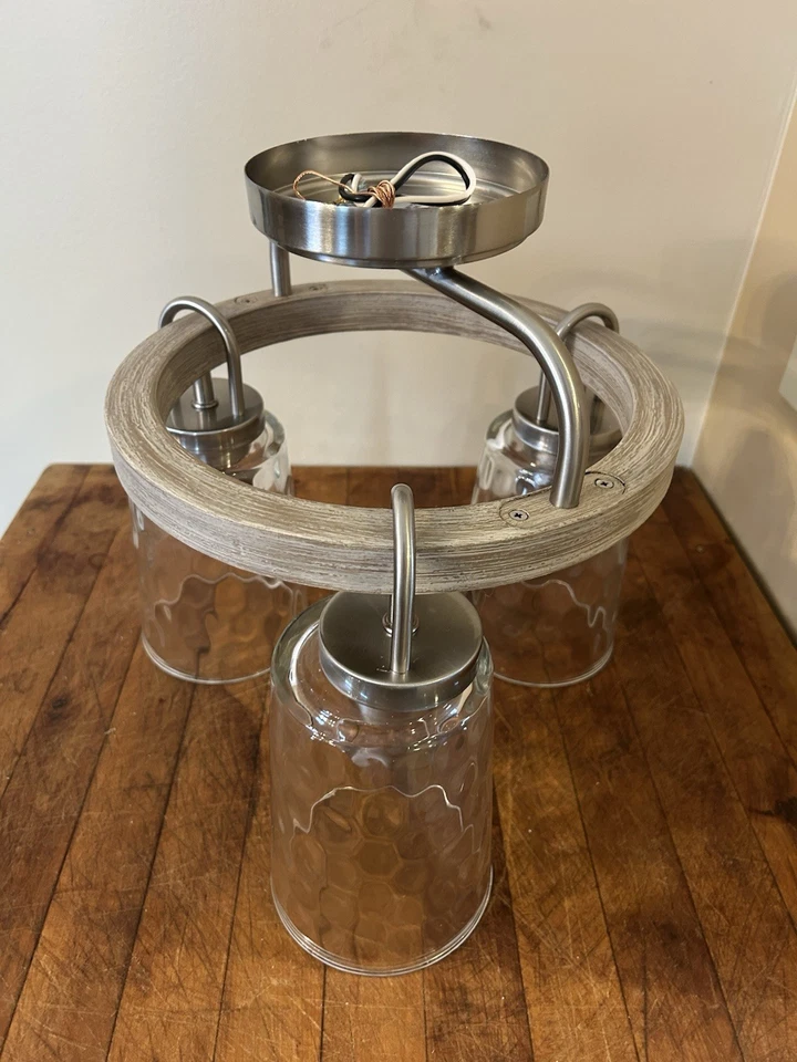 Progress Lighting Tiana 3 Light 10.25 in Brushed Nickel Semi Flush Mount Light - Image 3 of 4