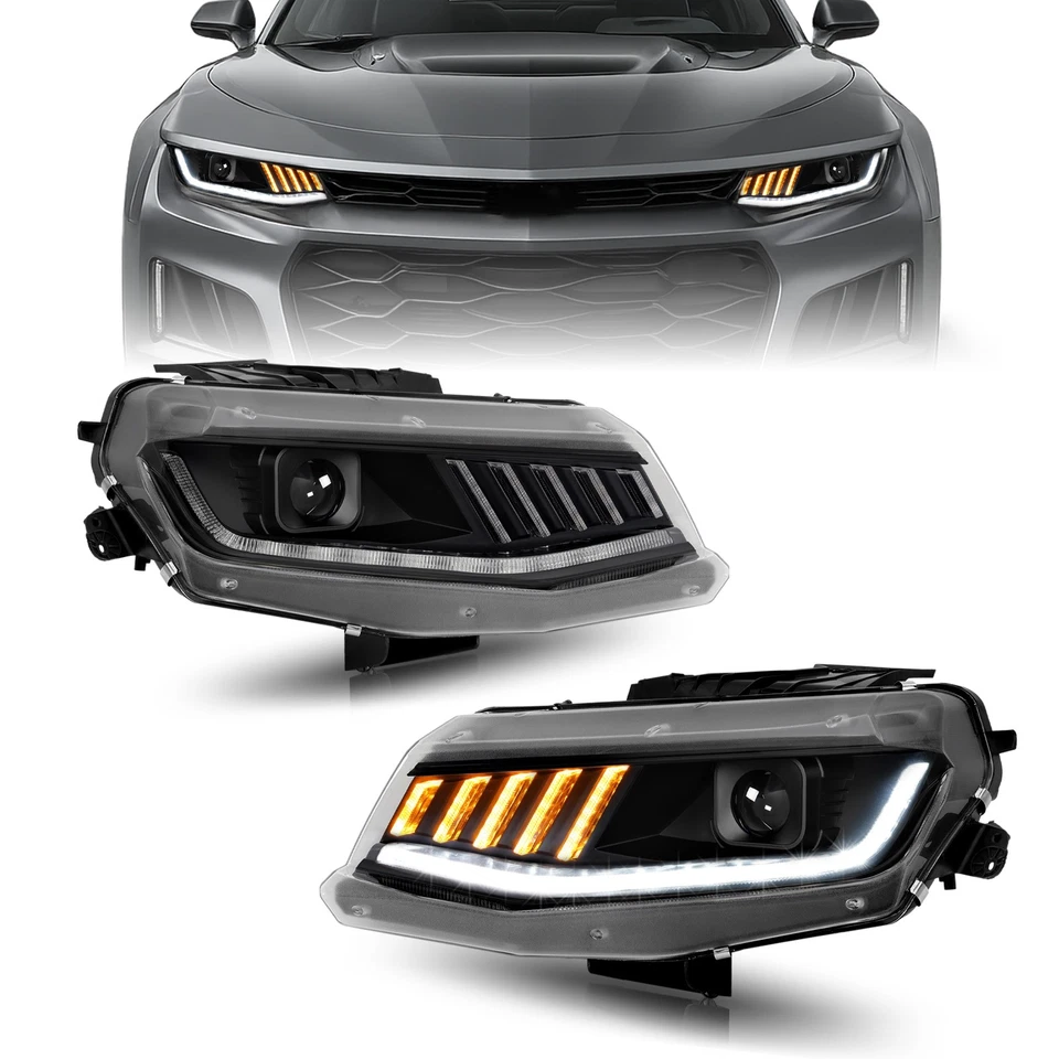 LED Pair For Chevrolet Camaro 16-22 HID/Xenon Sequential Headlights LH&RH Side Foto 4 de 4