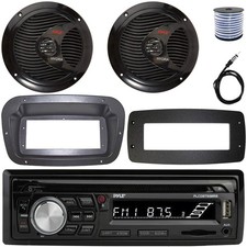Pyle PLCDBT95 1-DIN Boat CD/MP3 Receiver W/Kit  Adapter Plate, 2x 6.5" Speakers