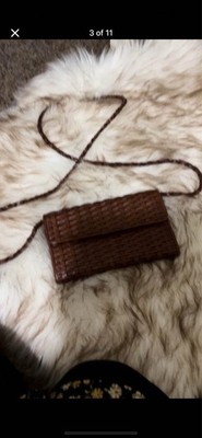 Vintage Talbots Woven Leather Crossbody Shoulder Bag Convertible Clutch Boho