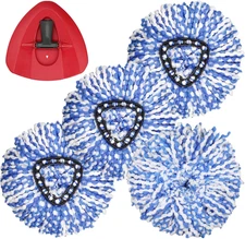 Spin Mop Replacement Head - 4 Pack Rinseclean Mop Refills with Base Compatible