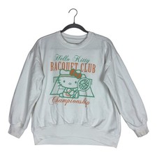 Hello Kitty Sweatshirt Girls 14-16 White Racquet Club Graphic Fleece Pullover