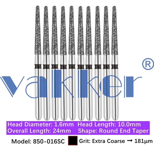 10pc/pk Vakker Dental FG Diamond Burs Round Long/ Round End Taper for High Speed - Picture 27 of 77