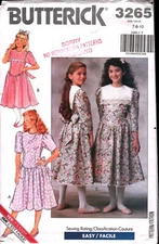 3265 Butterick Vintage SEWING Pattern Girls 1980s Flower Girl Dress Church OOP