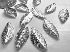 Charm, Leaf, 144 Silver Plated Brass 8x15mm Leaves Curved Leaf Pendant Charms 