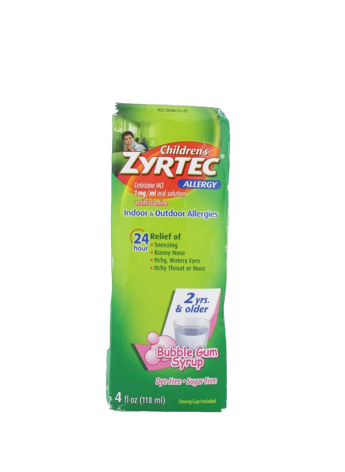 Zyrtec Children's 24 HR Allergy Relief Syrup, Bubble Gum, 4 fl oz