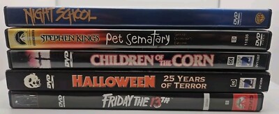 Horror 5 DVD Lot Night School-RARE, Stephen King Friday The 13th, Halloween DL8