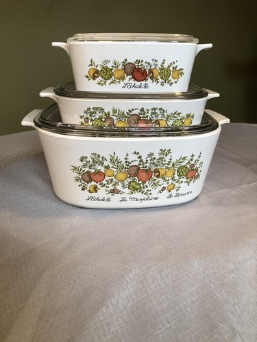 Vintage Corningware La Marjolaine "spice of life" Casserole Dishes, With Lids
