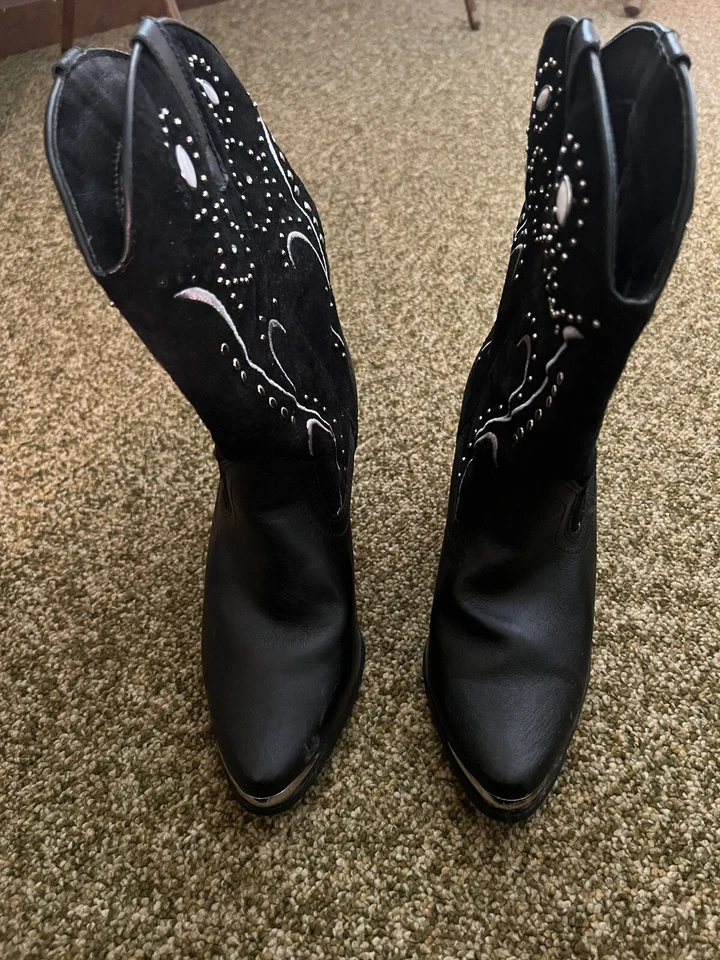 Botas Dingo Para Mujer 9 M Cuero Moda Pull On Western Rodeo Gamuza Motociclista Crucero Foto 3 de 4