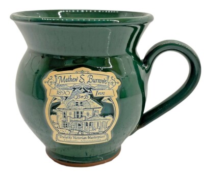 Deneen Pottery 10 oz Mug Green Hand Thrown USA- Matthew S. Burrows 1890 INN B&B