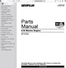 CAT Caterpillar C32 Marine Engine RND RNY Parts Catalog Manual PDF USB
