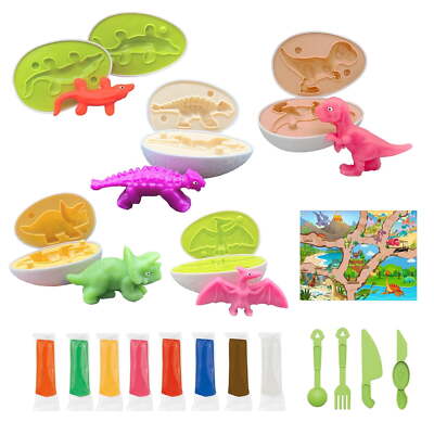 Lockways Plasticine Easter Dinosaur Egg Set, Dinosaur Play Clay Shape Molds