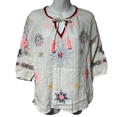 Lieblingsstuck Love Boho Hippie Embroidered White Cotton Blouse Shirt Top S 36