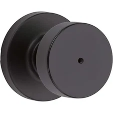 Kwikset Pismo Round Privacy Locking Knob Matte Black for Bedrooms and Bathrooms