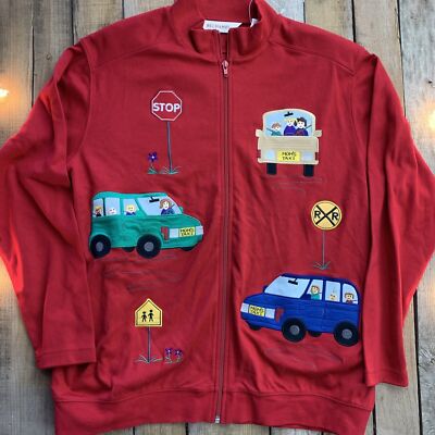 Mom's Taxi Red Bechamel Jacket Womens Size L Zip Up