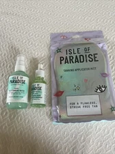 Lot Of 3 Isle Of Paradise Self-Tanning Water MEDIUM 3.38oz & Drops + Mitt New