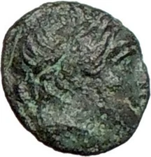 Pergamon in Asia Minor 350BC Ancient Greek Coin Apollo Bull heads Rare  i27623