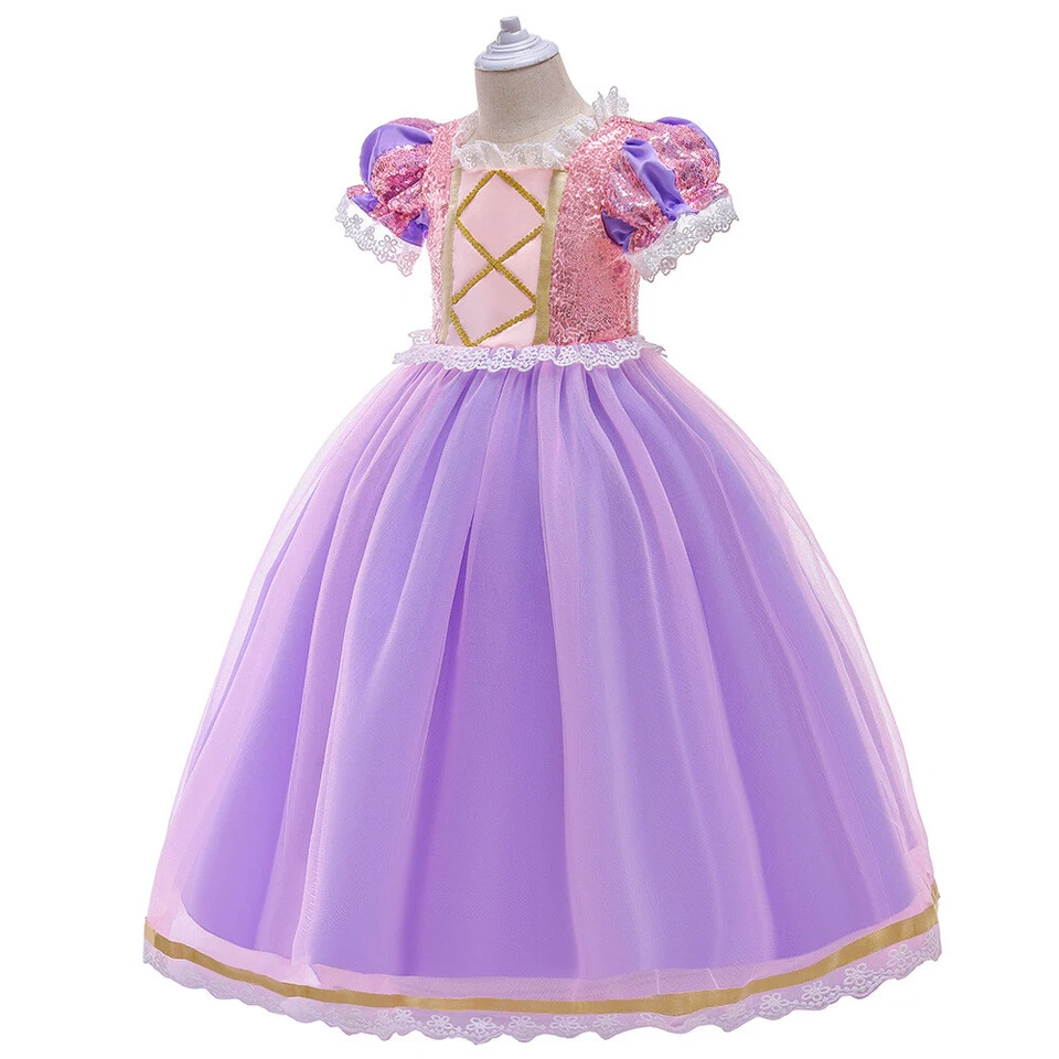 Vestidos Rapunzel 2-12 años para niños bebés niños pequeños fiesta de cumpleaños princesa disfraces Foto 2 de 4