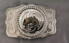 BRASS PLATED BELT BUCKLE WIth HORSE 3D 1.5  BELT 3  L X 5.3/4  W