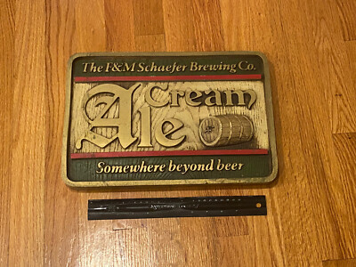 VINTAGE F & M SCHAEFER BREWING COMPANY CREAM ALE BEER SIGN WOODEN - #3163