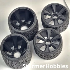 Gravity TYPE12 12th Rubber Tires Black Wheel Set of 4 Pre Glued GRC142B