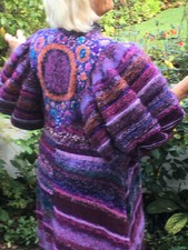 Handknitted Kaffe Fassett "romeo & Juliet Coat" In Purples, Reds & Pinks Coat