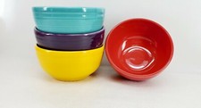 set 4 Small Bistro BOWLS scarlet turquoise mulberry daffodil FIESTA 22 OZ. NEW
