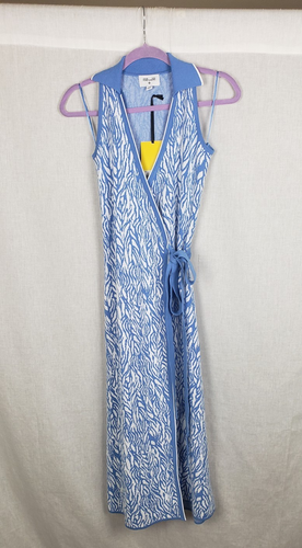 Diane Von Furstenberg DVF x Target Sweater Midi Wrap Dress XS Sea Twig Blue NWT