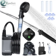 Portable Camping Shower 6000mAh Rechargeable Outdoor Electric Filter Head Pump