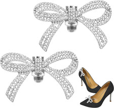 1 Pair Rhinestone Shoe Clips, Detachable Bow Heels Accessories for Bridal Shoes