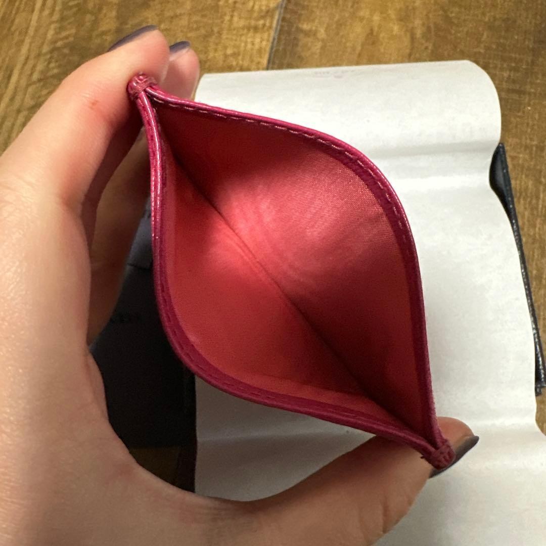 PRADA Saffiano Leather Card Case Pink Goat Leather Compact Wallet thumbnail 7