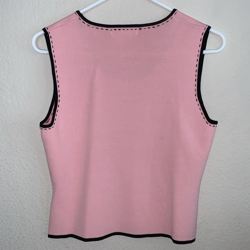 VTG Karen Lessly Women's Pink Sweater Sz PM Blouse Vest Tank Top Spring Preppy - Picture 4 of 4