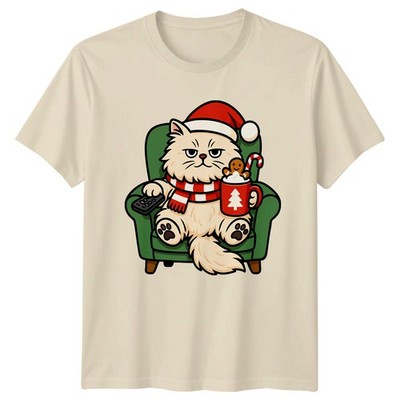 Weihnachten Katze Feiertage Grafik Unisex T-Shirt Männer Frauen Festlich Grumpy Cat Tee