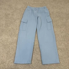 Aritzia Pants Womens Small Blue Sweatfleece Mega Fit Cargo Cozy Fleece Wide Leg