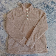 Eddie Bauer Women's Quarter Button Up Pullover Sweater Front Pockets Pumice XS