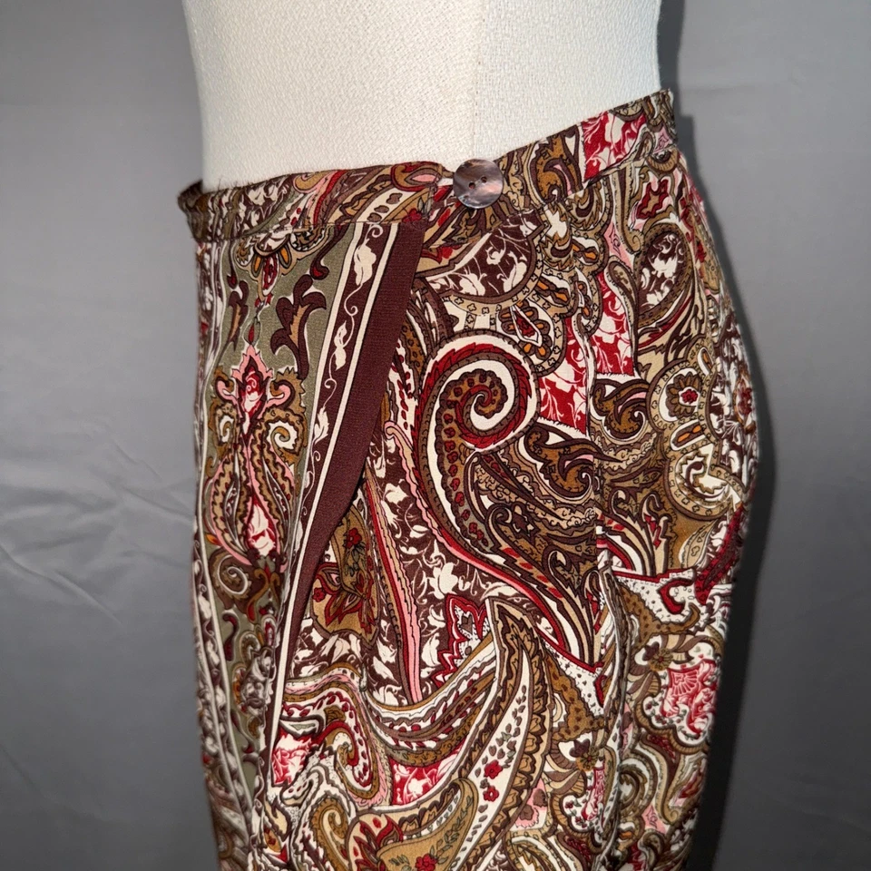 复古 Charter Club 真丝长裙女式 6 棕色佩斯利永恒时尚 — 第 3/4 张图片