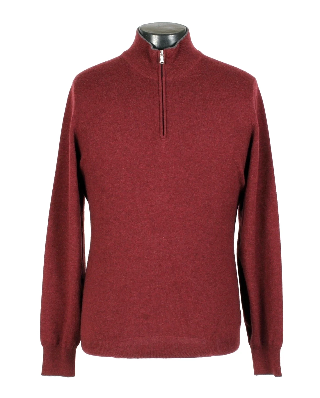 Brunello Cucinelli — Brunello Cucinelli 100% Cashmere ½ Zip Sweater - Burgundy - M - $1350 Retail