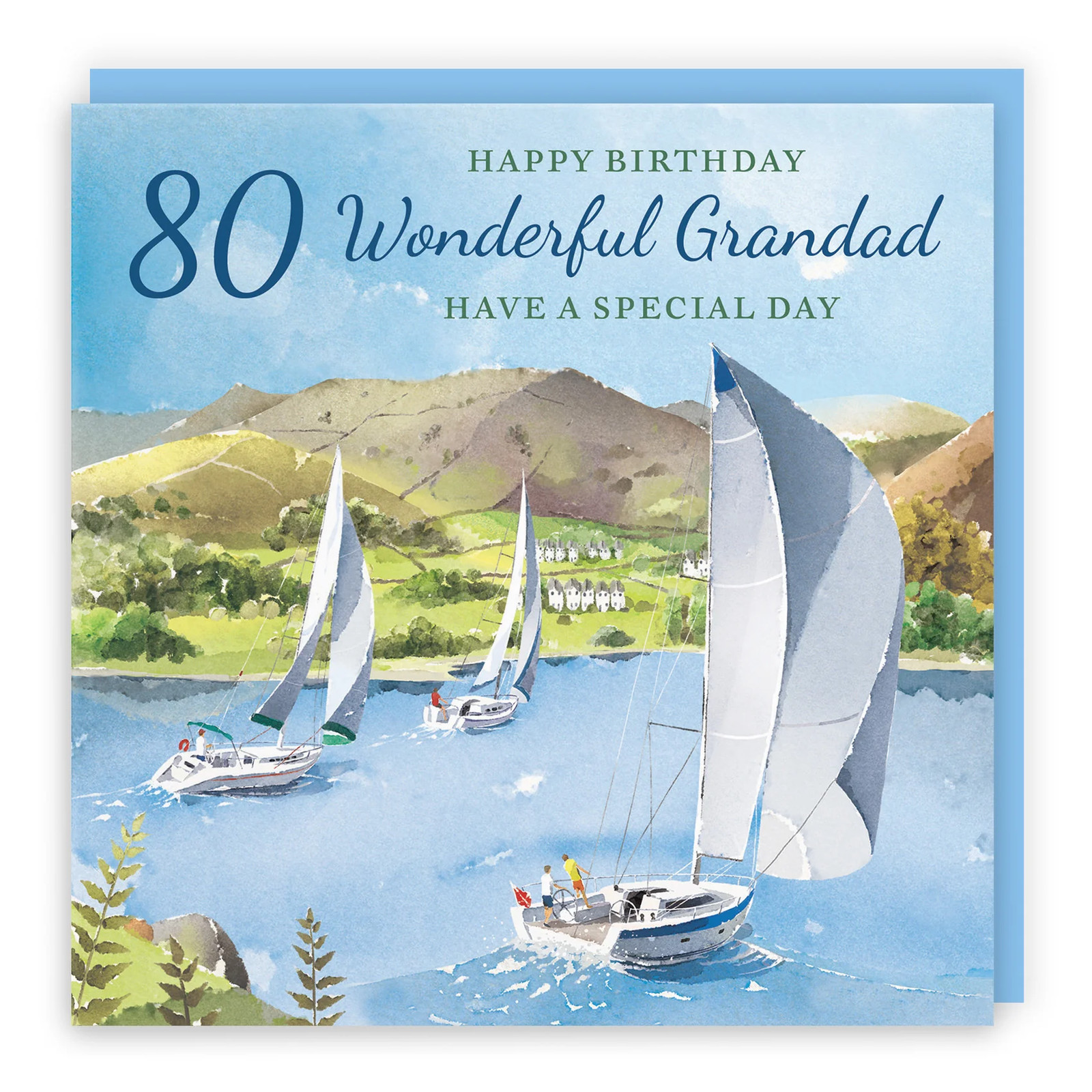 80th Grandad Birthday Card Sailing Boats Milo's Gallery