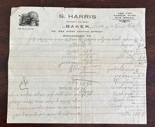 RARE Receipt/letter 1925 S. Harris Baker Shenandoah, PA.