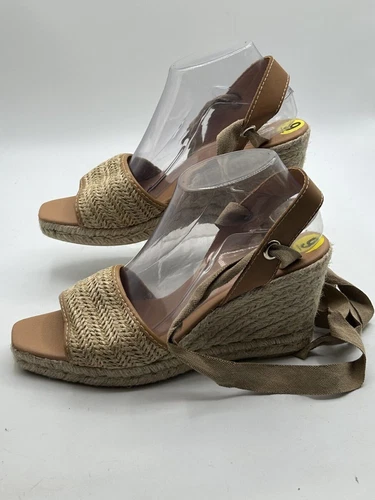 UGG Australia Delmar Espadrillas Zeppa Sandalo Donna Tg 9 Beige Cotone Stringato