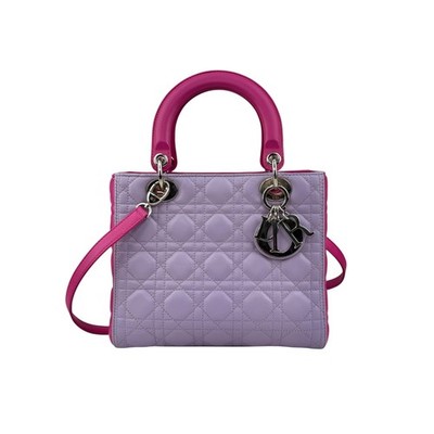 Dior helllila/rose Sorbet Cannage gestepptes Lammleder Medium Lady Dior