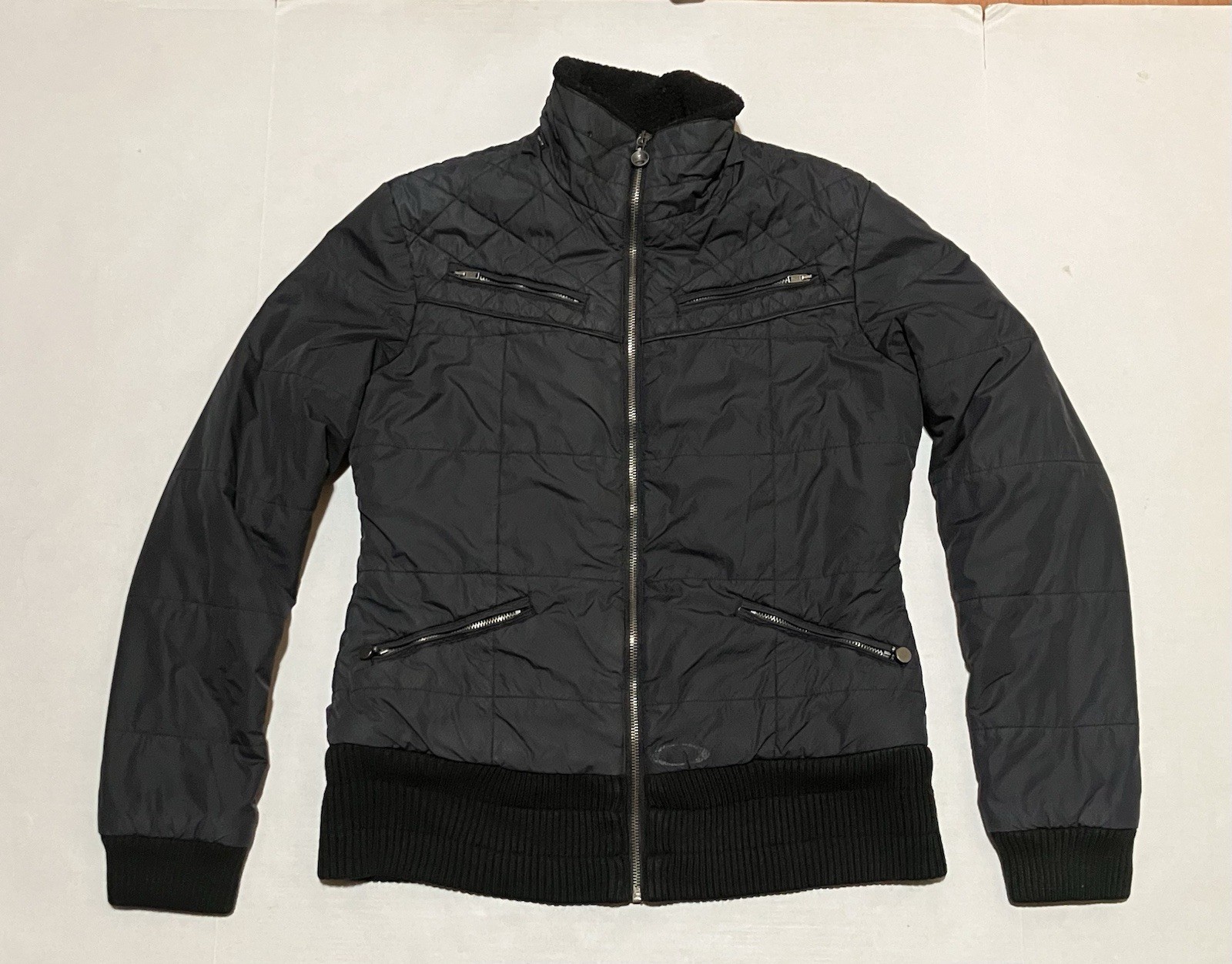 Oakley Womens Medium Gray Sherpa-Lined Puffer Jacket with Full Zip and Pockets-image