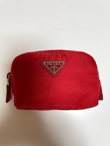 PRADA Nylon Pouch Red Triangle Logo Pre-owned From Japan