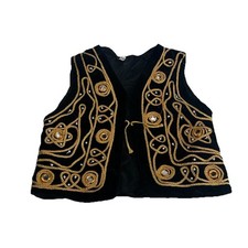 Vintage Pashtun Velvet Vest Gold Embroidered indian afghan Child  s
