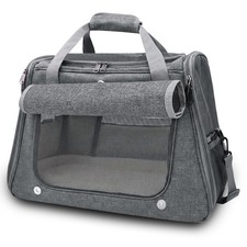 Airline Approved Cat/Dog Carrier: Reinforced Bottom, Orthopedic Fleece, 3-Way